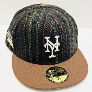 New‎ Era New York Mets Herringbone Patch 59FIFTY Fitted Hat Cap 7 1/4 Brown MLB